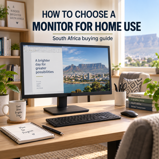 Monitor for home use in a bright South African workspace