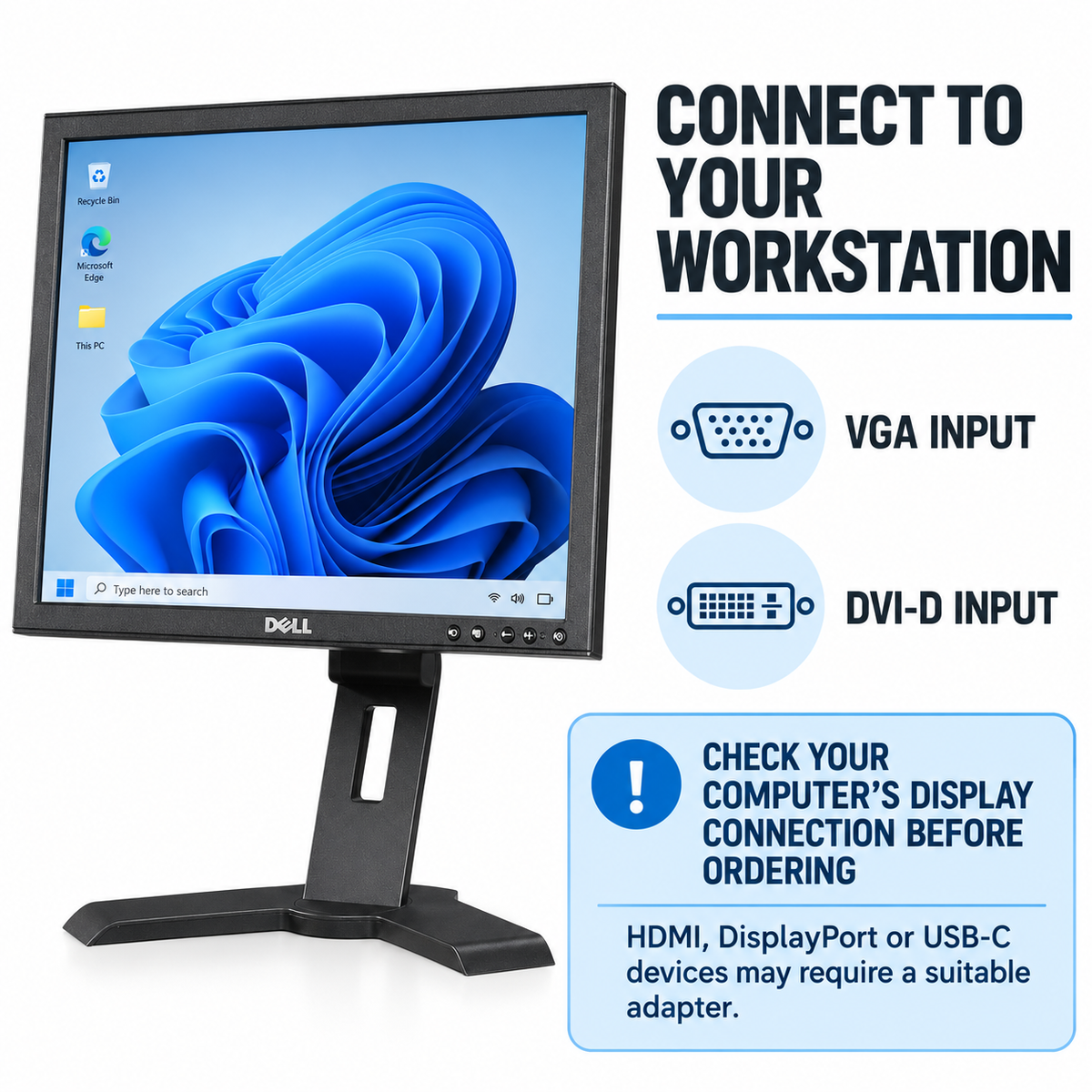 Dell 19-inch monitor VGA and DVI-D connectivity guide