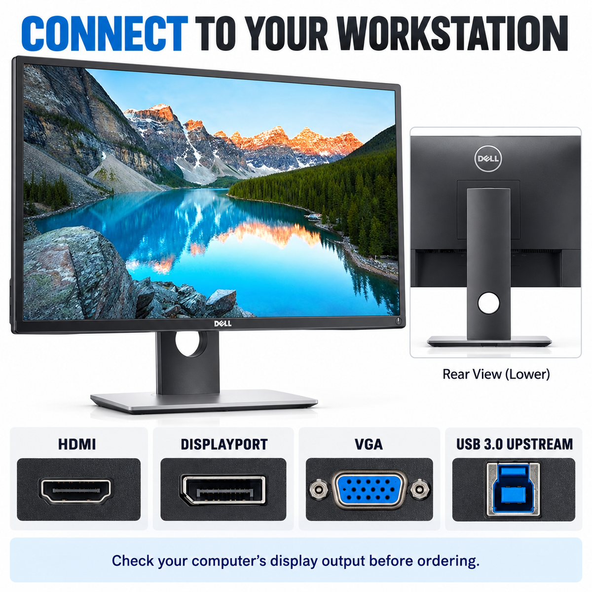 Dell monitor with HDMI DisplayPort VGA and USB upstream