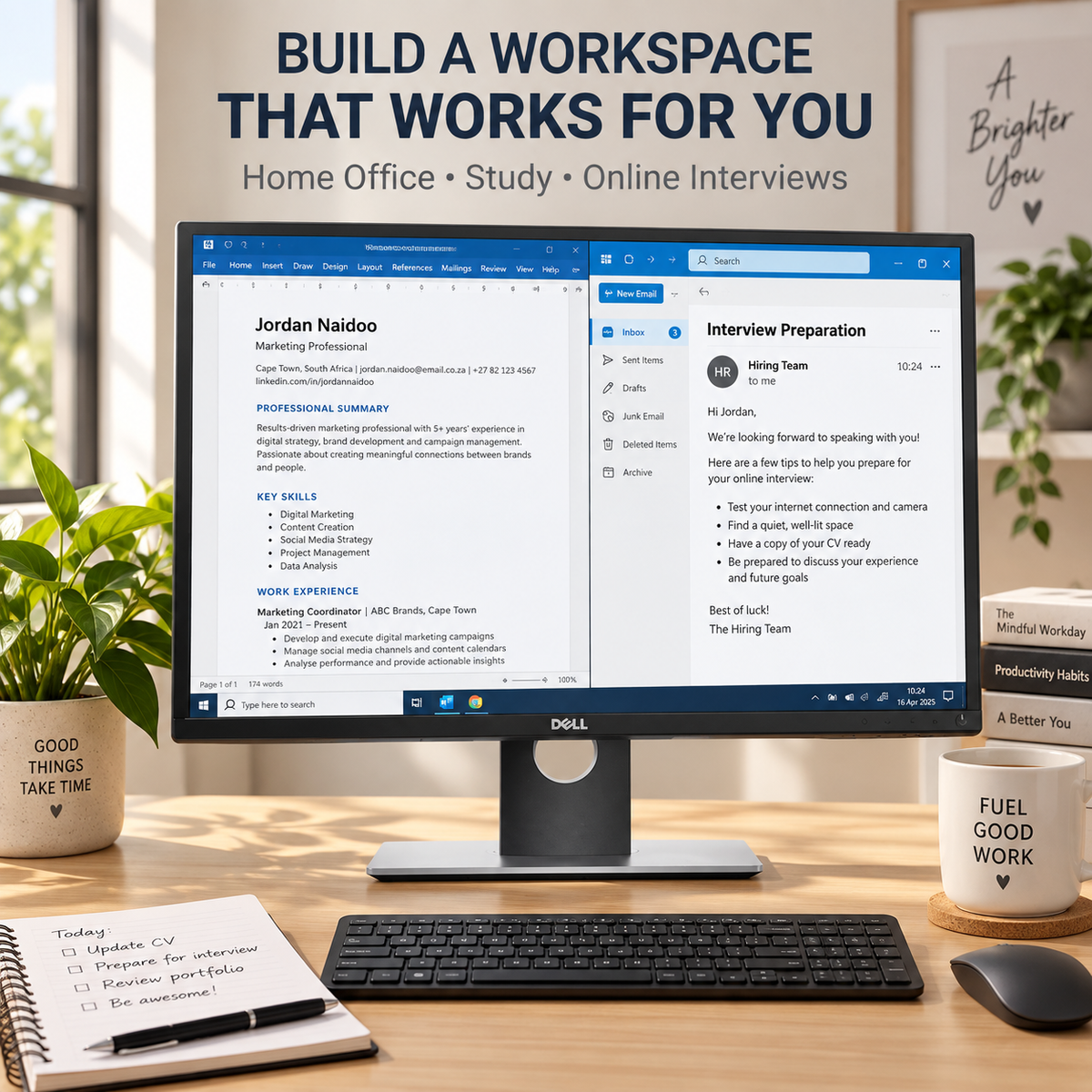 Dell monitor for home office, study and online interviews
